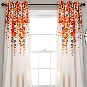Half moon weeping flowers  room darkening insulated curtains